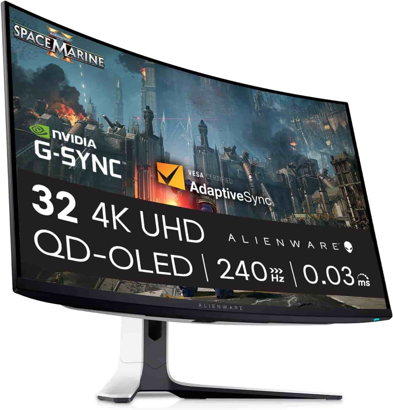 Dell Alienware AW3225QF [316'' Curved 4K UHD QD-OLED 2x HDMI DP USB-C 003ms Reaktionszeit] schwarz/weiß