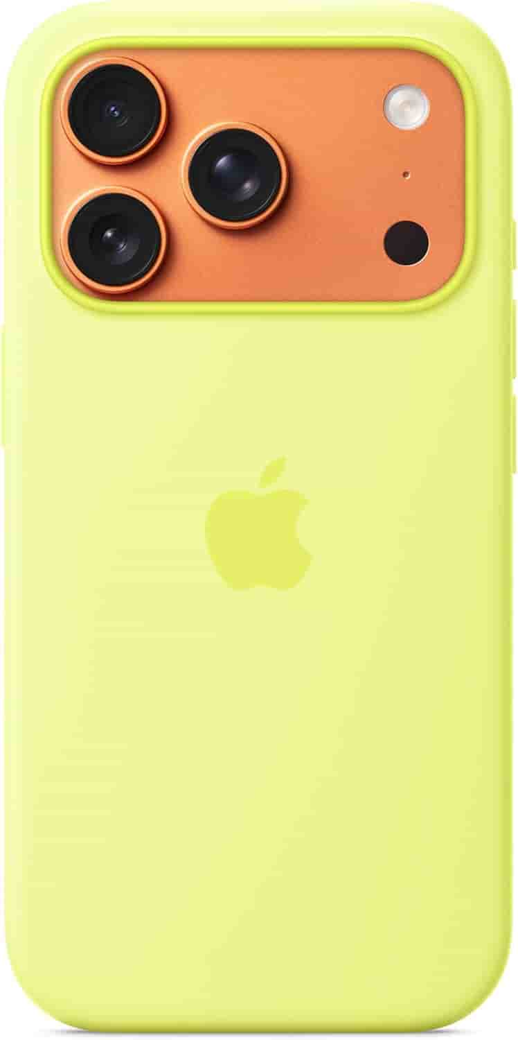 Apple iPhone 17 Pro Silikon Case mit MagSafe neongelb