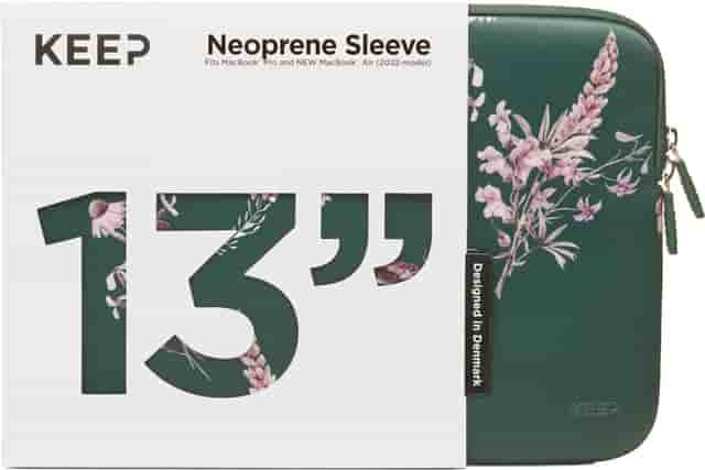 KEEP 13,6" Neopren MacBook-fodral (Power Green Flower) - Nyskick - i originalförpackning