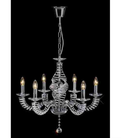 Suspension Santo 6 Ampoules chrome poli/cristal