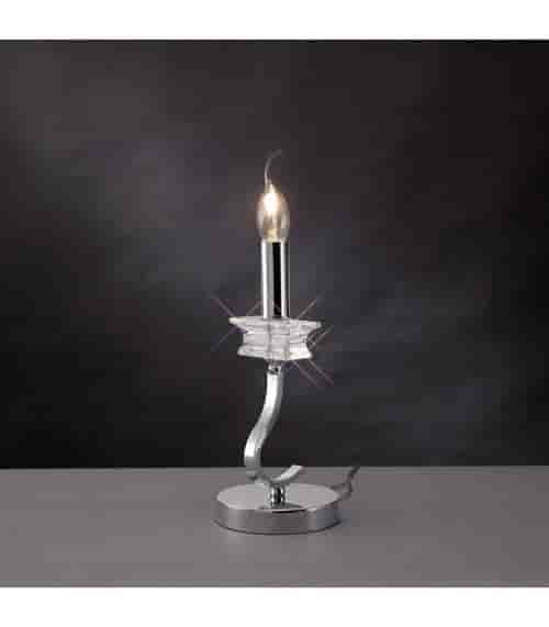 Lampe de Table Nydia avec Abat jour 1 Ampoule chrome poli/cristal