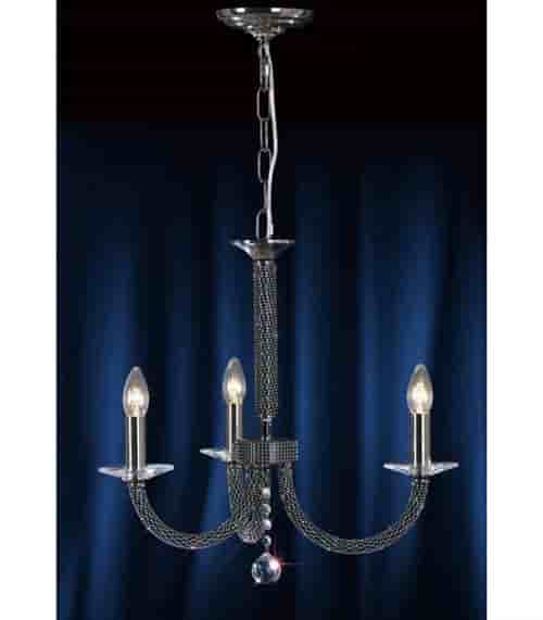 Suspension Elena 3 Ampoules chrome noir/cristal