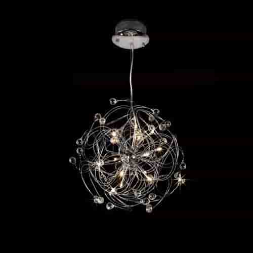Suspension Messe 12 Ampoules chrome poli/cristal