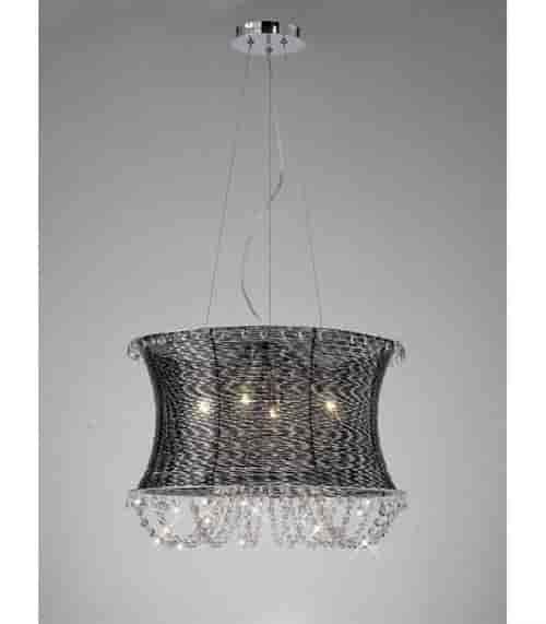 Suspension Lanzo rond 4 Ampoules chrome noir/cristal