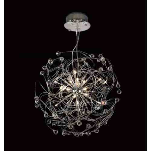 Suspension Messe 17 Ampoules chrome poli/cristal