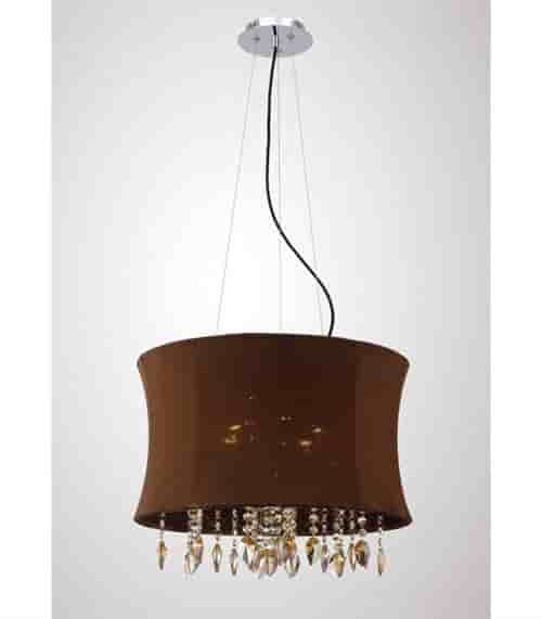 Suspension Niki 4 Ampoules avec Abat jour marron chrome poli/Coffee cristal