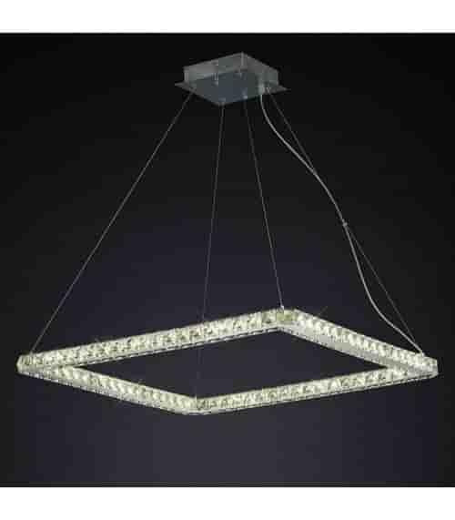 Suspension Galaxy carré Large 36W LED 4000K chrome poli/cristal