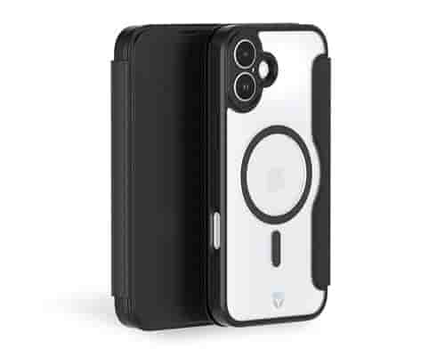 Etui Folio Renforcé Forcecase compatible MagSafe pour iPhone 16 Noir