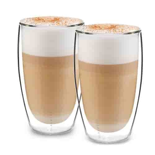 Lot de 2 verres Klarstein Glaswerk Carajillo - pour latte macchiato double paroi - Capacité 450 ml