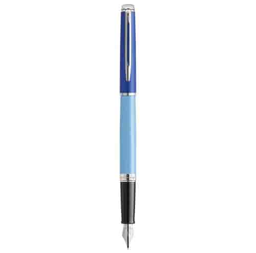 Coffret cadeau Waterman Hémisphère Stylo plume Finition palladium en Acier inoxydable Plume moyenne Bleu laqué
