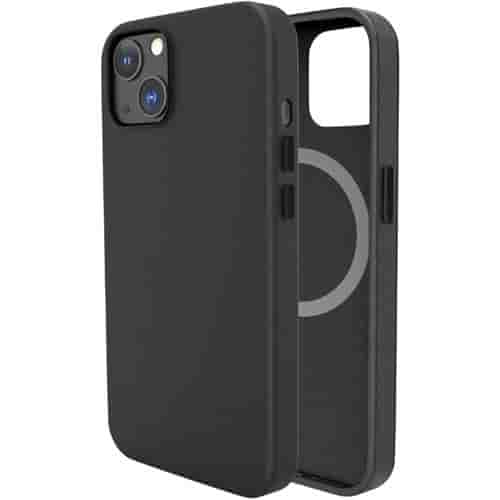 Coque pour iPhone 14 MAGCASE TOUCHER CUIR So Seven Noir
