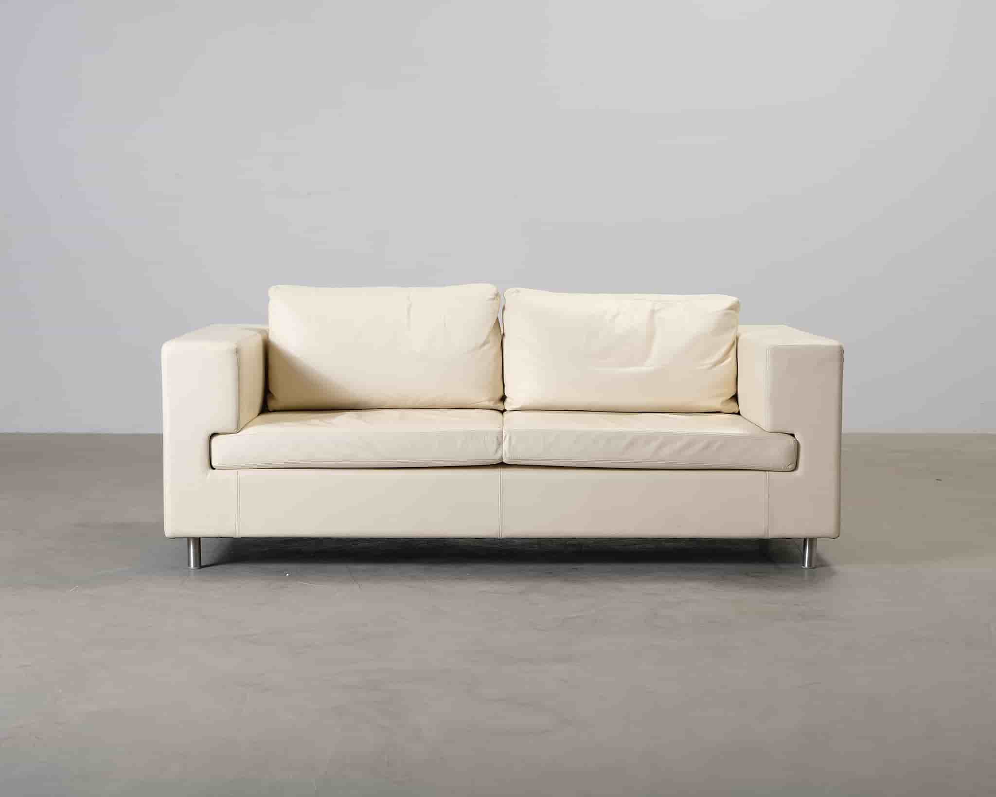 2-sits lädersoffa naturvit