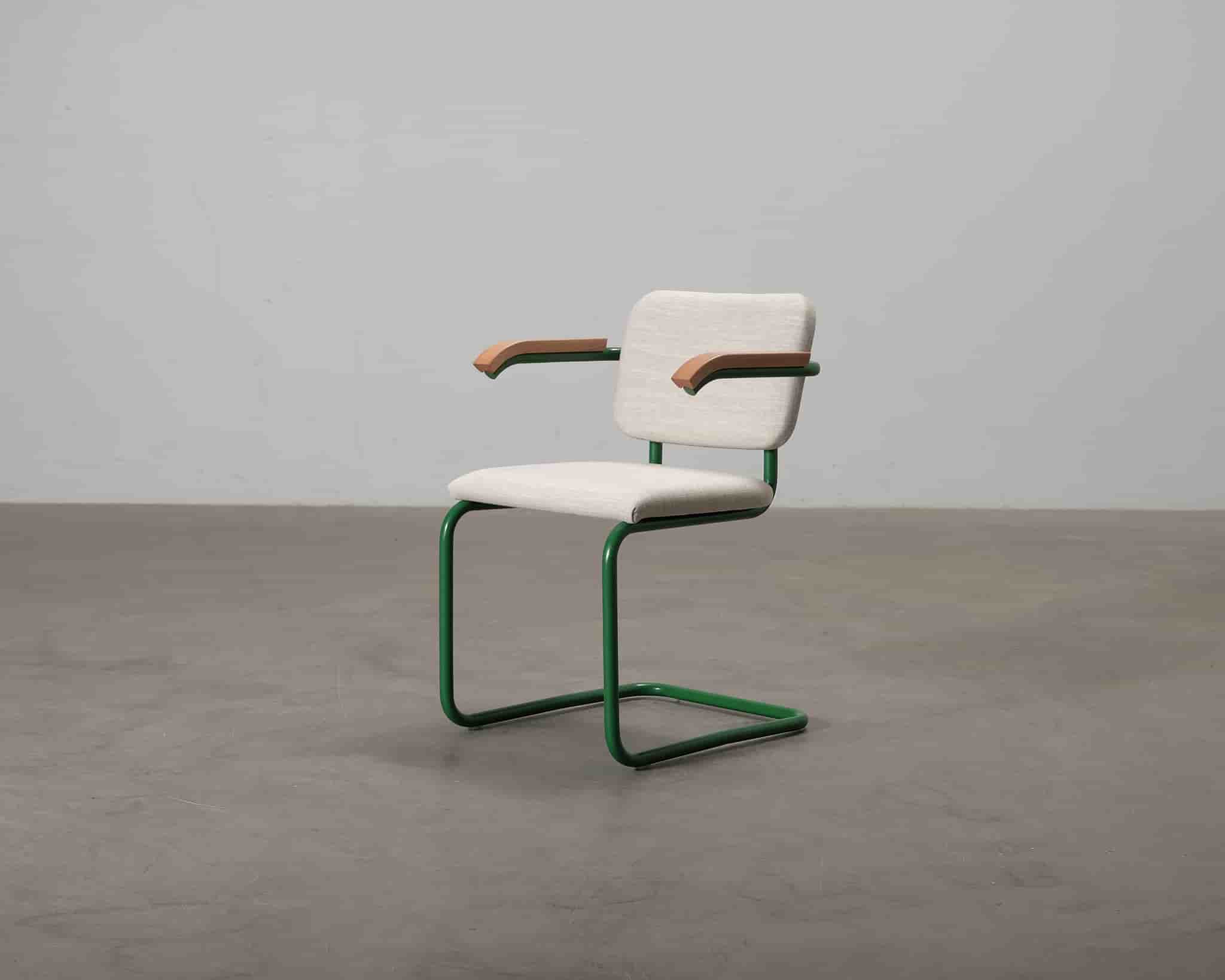 Knoll Cesca stol med armstöd beige / grön / bök