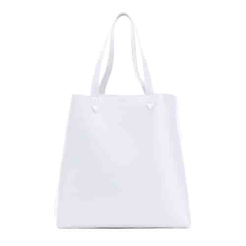 Francine Collection Made Easy FCTWHMADE Tote 17 Inches Laptop Carrying Case - White - Genuine Leather Body - Shoulder Strap, Handle - Height 15 x Widt