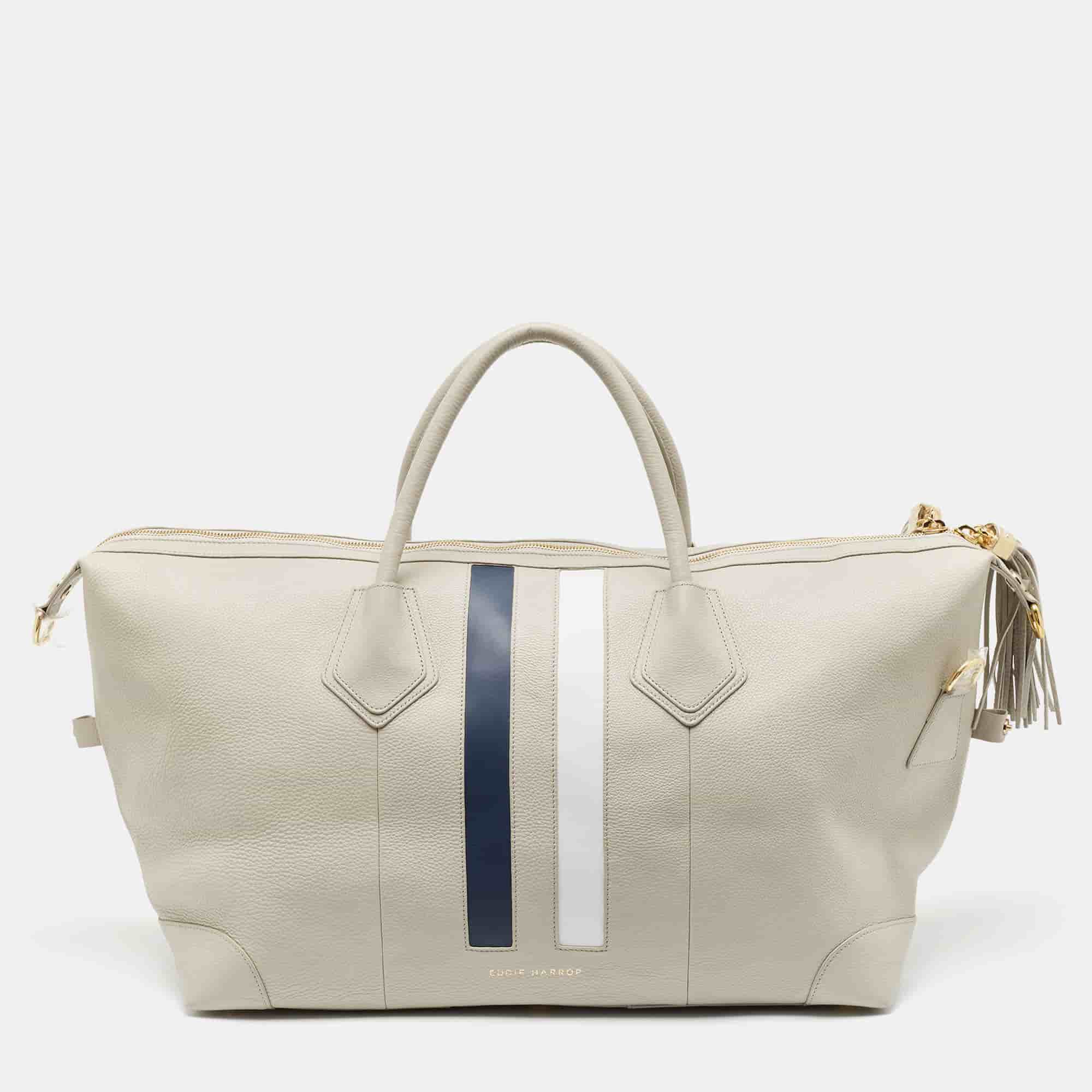3.1 Phillip Lim Grey Leather Stripe Duffel Bags