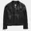 Philipp Plein Junior Black Crocodile Textured Leather Stud Detail Biker Jacket 8 Yrs