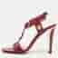 Jimmy Choo Red Leather and Snakeskin Leather Ankle Strap Sandals Size 37