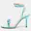 Mach & Mach French Bow Size 37 Blue PVC and Satin Ankle Strap Sandals