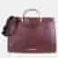 Charriol Forever Chocolate Off White Pebbled Leather Top Handle Bag