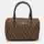 DKNY Black/Brown Monogram Fabric and Leather Boston Bag