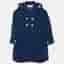 Simonetta Kids Navy Blue Wool Detachable Hood Double Breasted Coat 6 Yrs