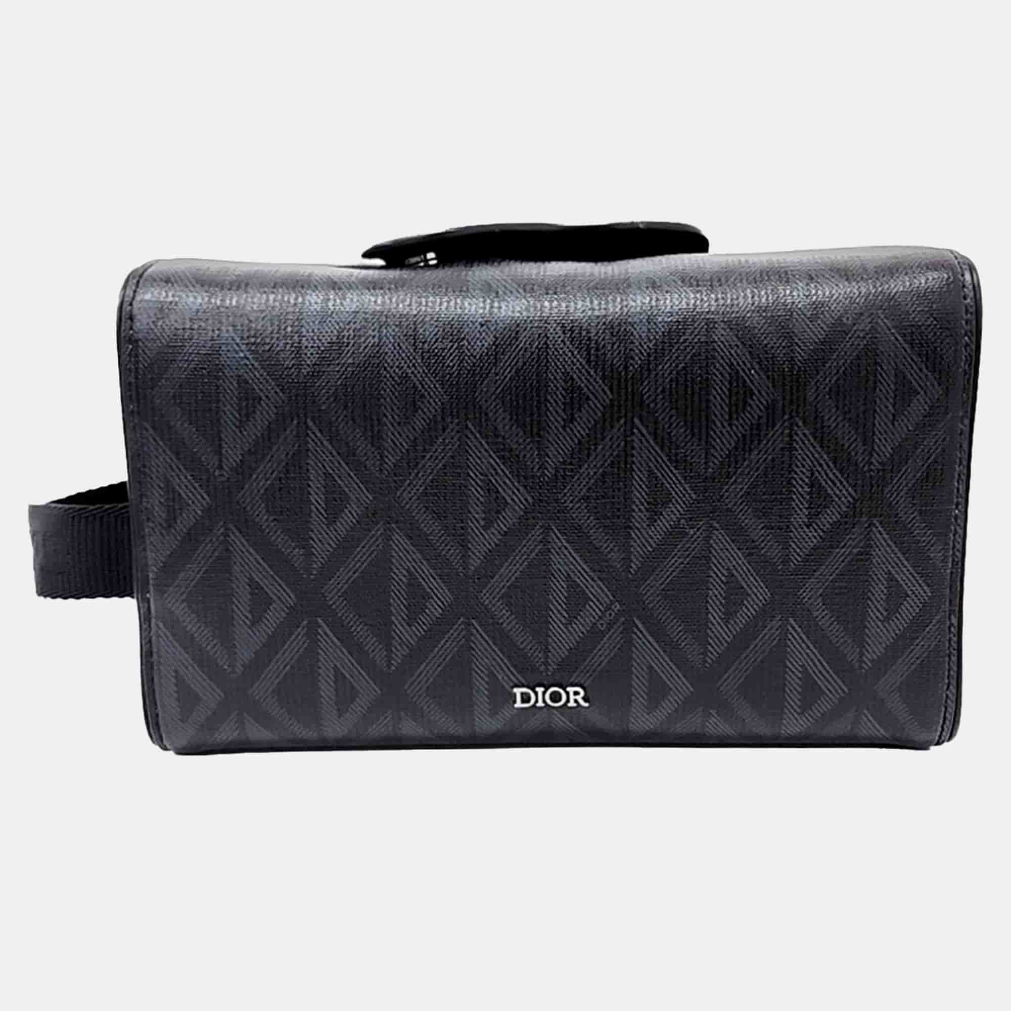 Dior Black Coated canvas Ringo Toiletry bag
