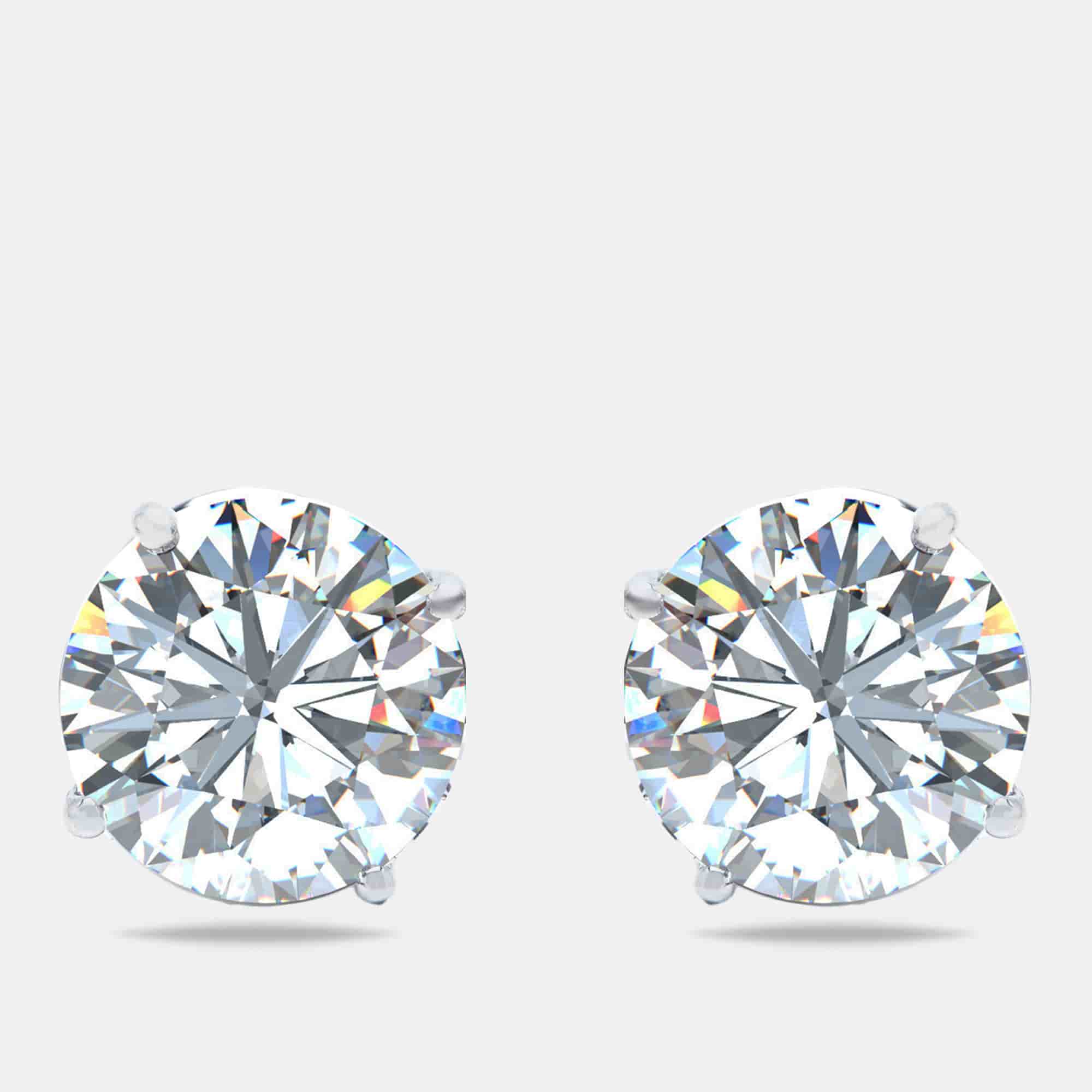 10.00 cts Round Brilliant Cut Lab Grown Diamond 18k White Gold Earrings