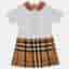 Burberry Kids White/Beige Checked Cotton Dress Size 8 Yrs