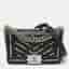 Chanel Black Leather Pearl Chevron Small Boy Flap Bag