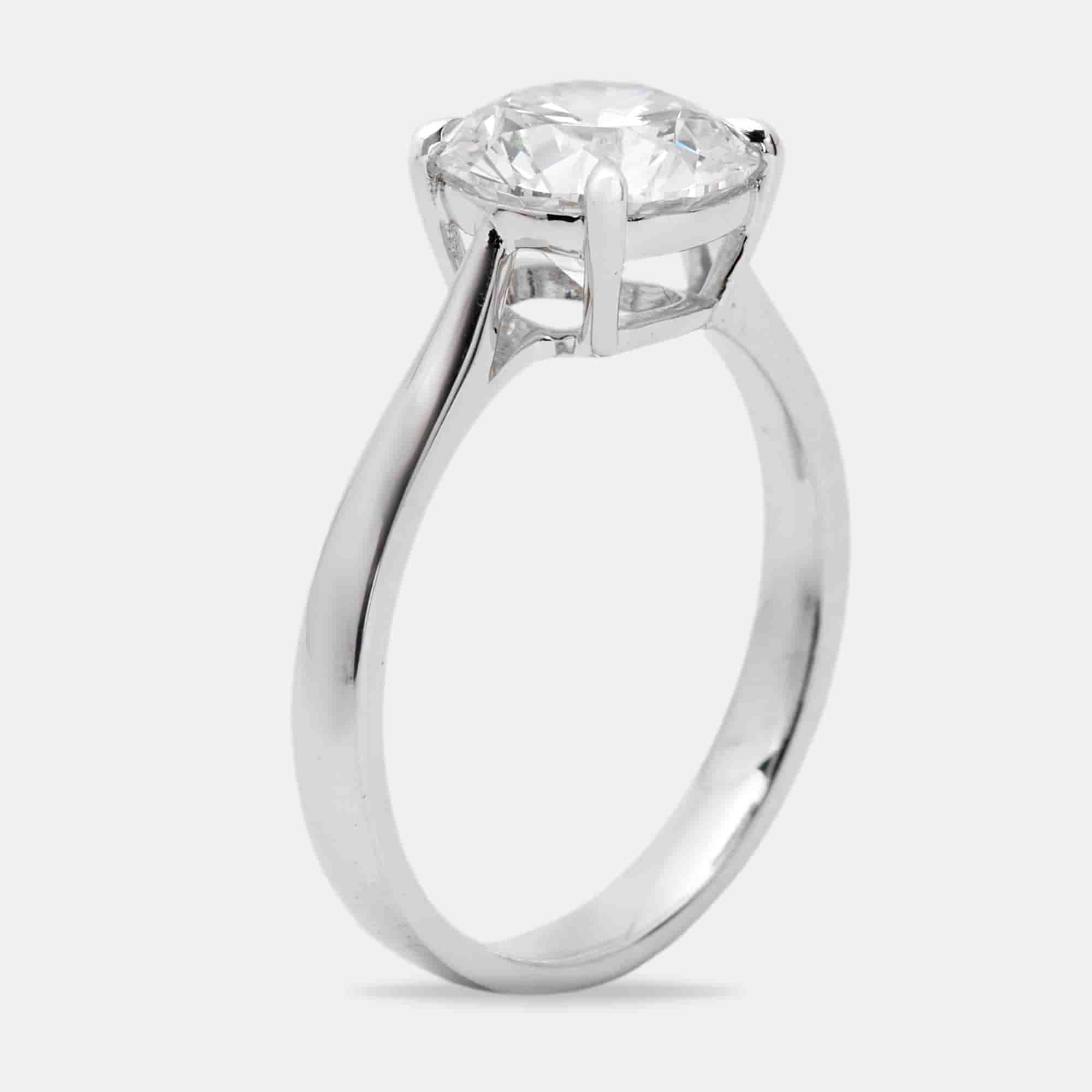 2.00 cts Round Brilliant Lab Grown Diamond 18k White Gold Ring Size 52