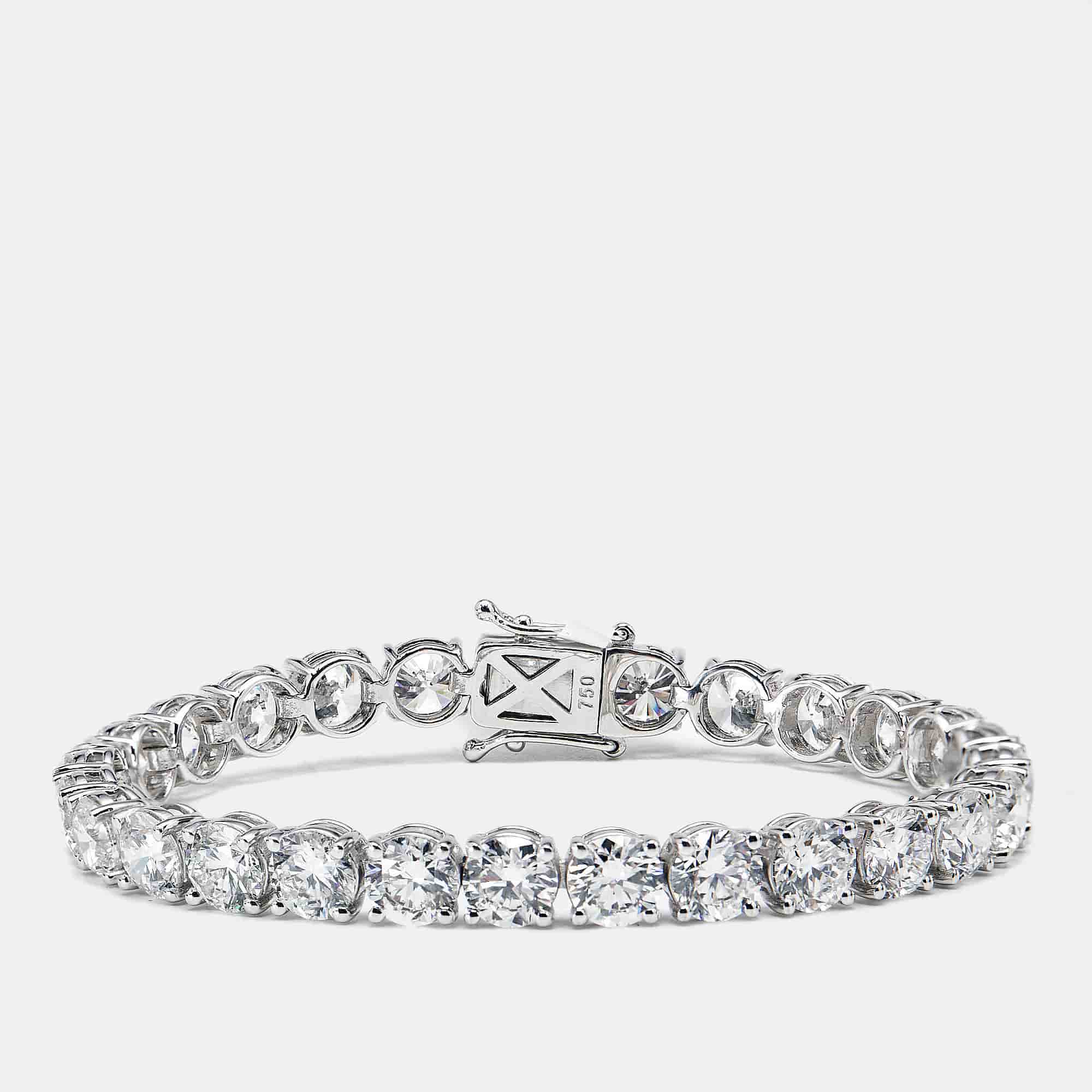 20.13 cts Round Brilliant Cut Lab Grown Diamonds 18k White Gold Tennis Bracelet