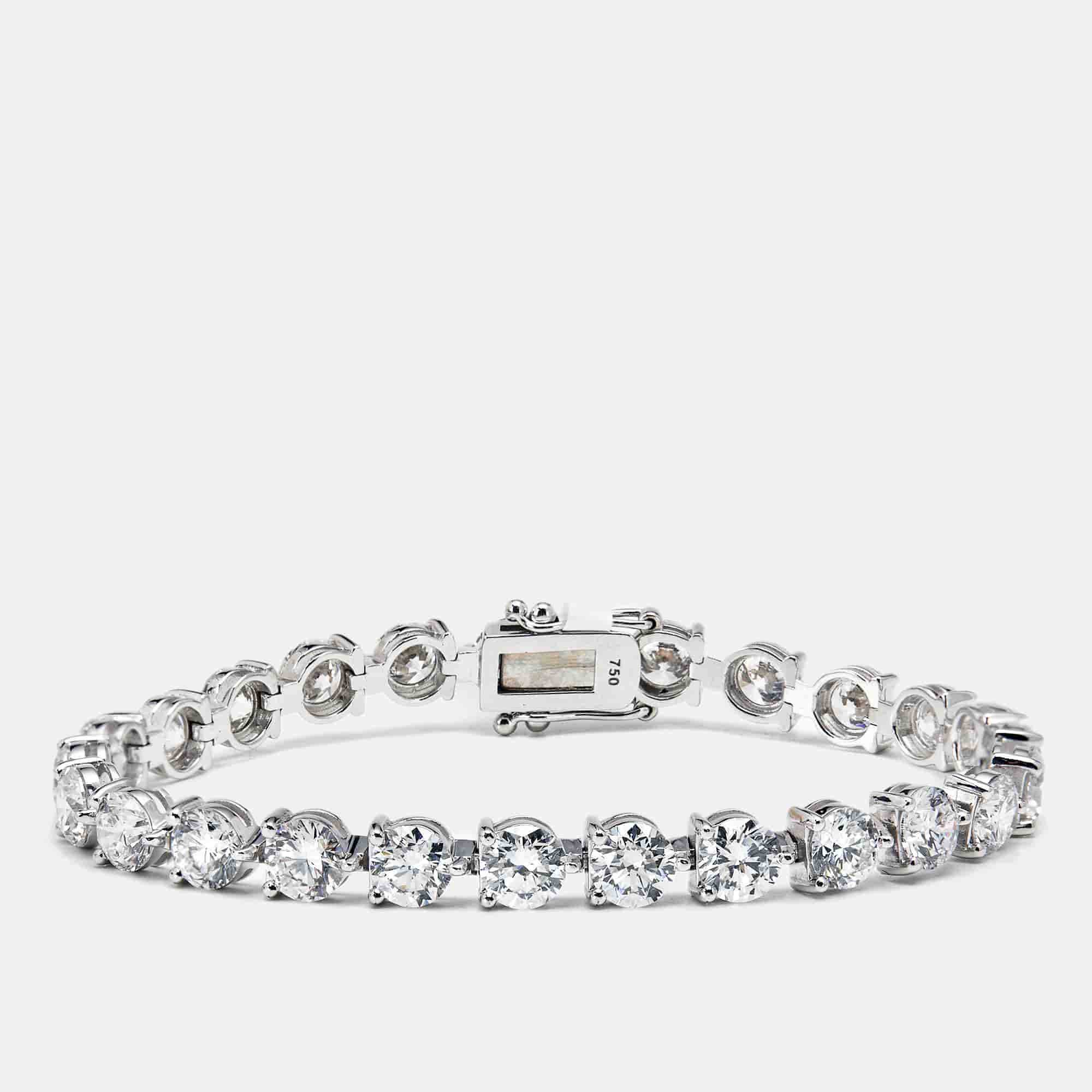 12.98 cts Round Brilliant Cut Lab Grown Diamonds 18k White Gold Tennis Bracelet