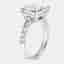 5.50 cts Asscher and Round Lab Grown Diamond 18k White Gold Ring Size 52