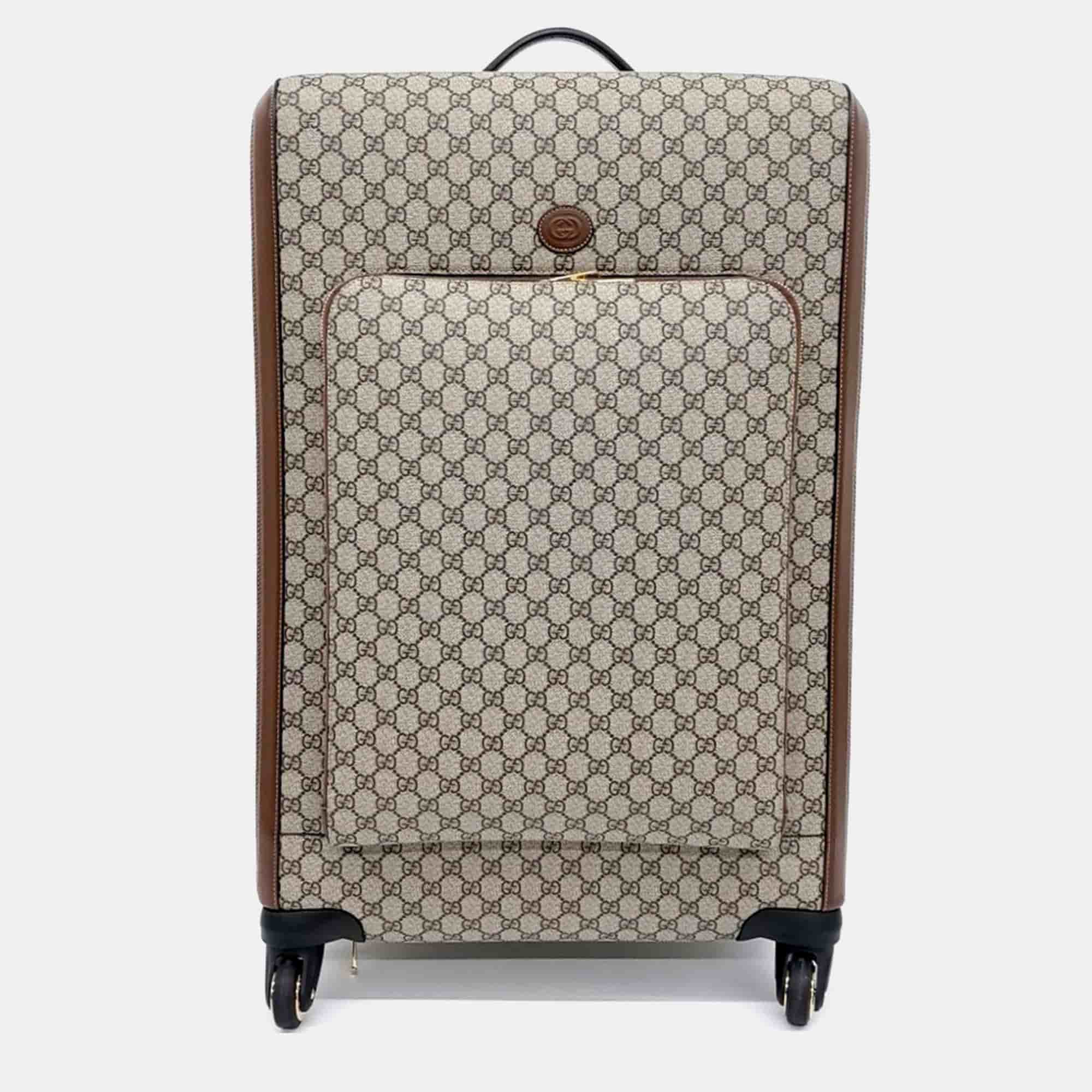 Gucci Beige Coated canvas GG Supreme Large Trolley