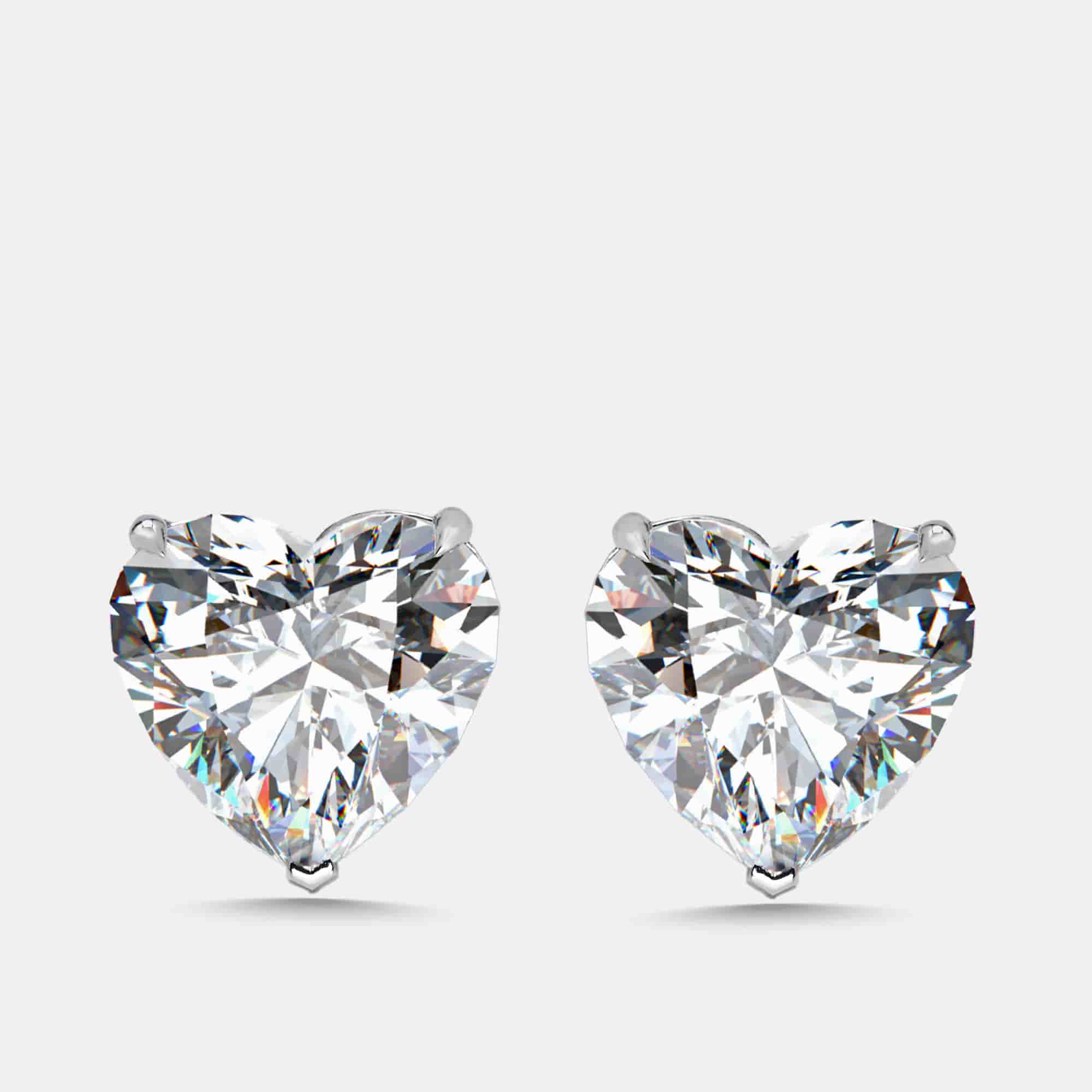 10.00 cts Heart Brilliant 18k White Gold Lab Grown Diamonds Solitaire Earrings