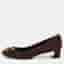 Gucci Dark Brown Suede Rivet Block Heel Pumps Size 39.5