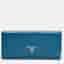 Prada Blue Saffiano Lux Leather Flap Continental Wallet