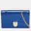 Dior Metallic Blue Micro Cannage Patent Leather Diorama Wallet on Chain