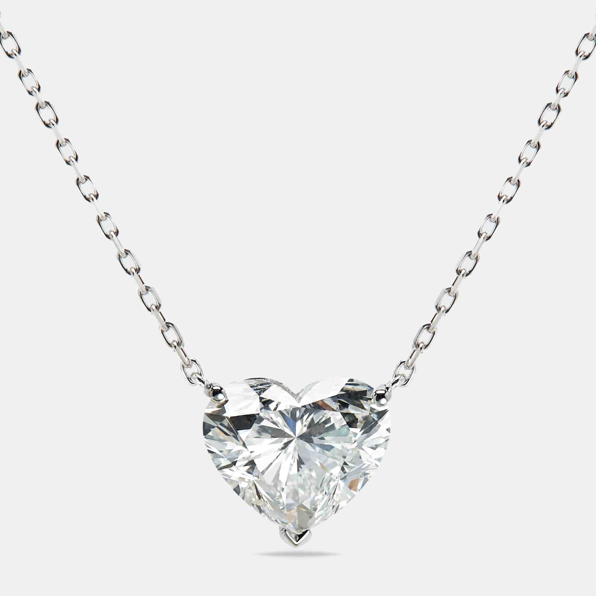 3.00 cts Heart Brilliant Lab Grown Diamond 18k White Gold Necklace