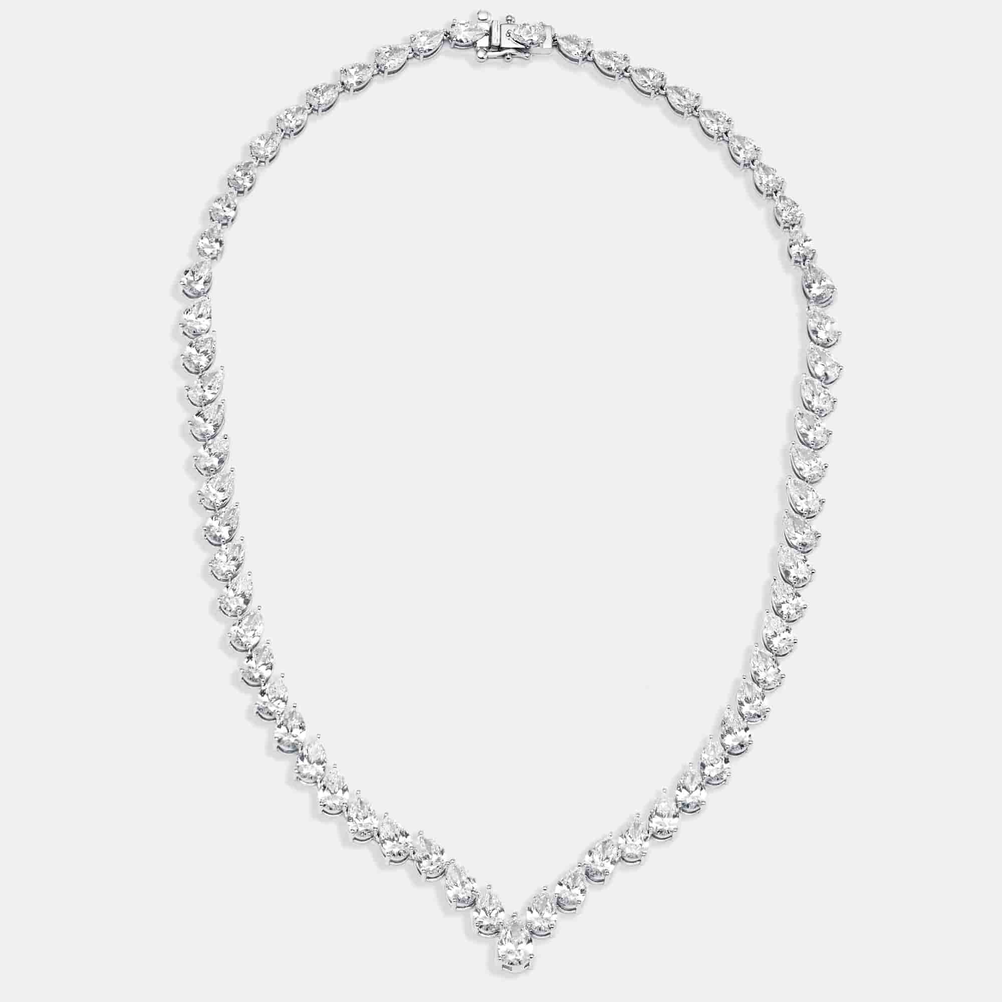 30 cts Pear Lab Grown Diamond 18k White Gold Necklace