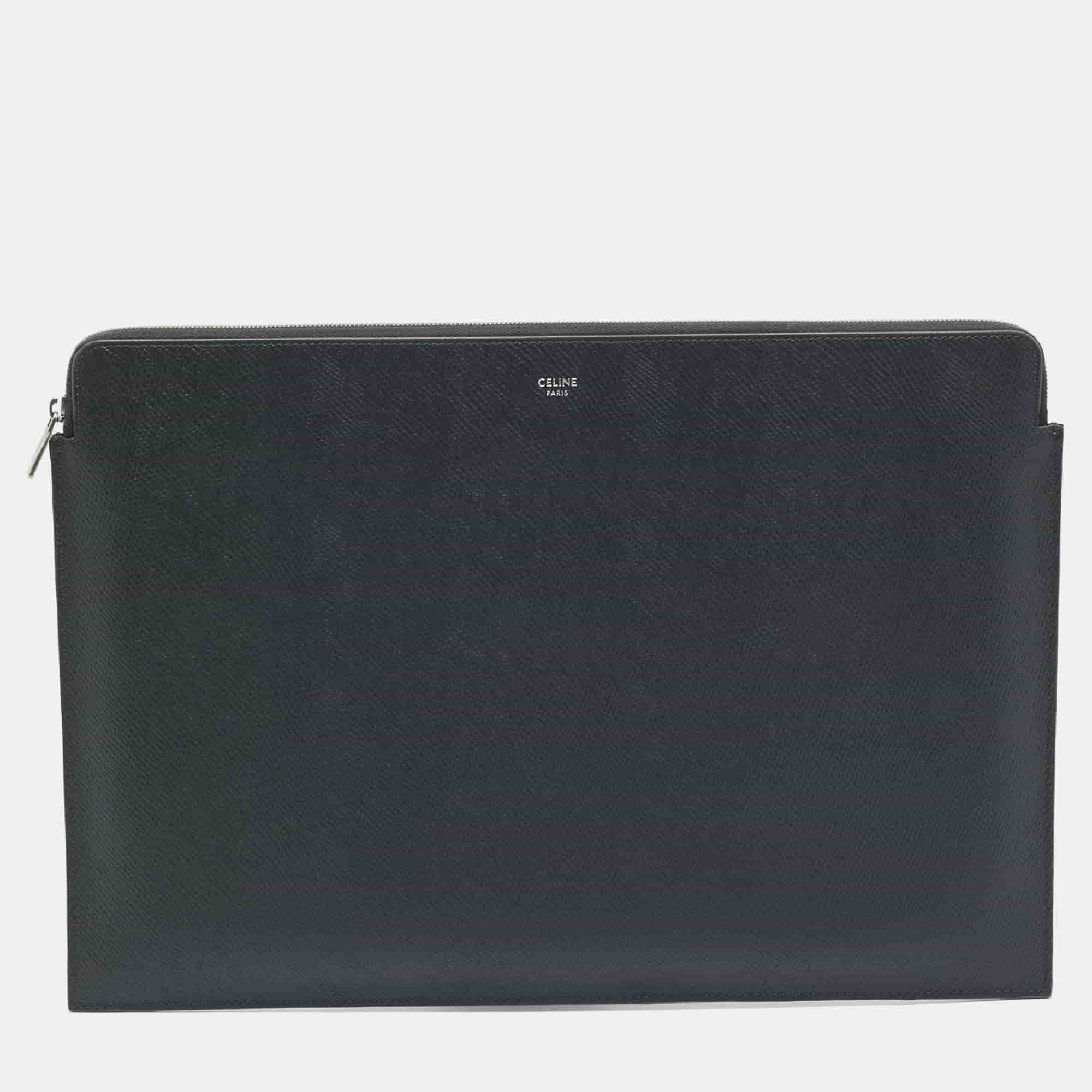Celine Dark Grey Leather Document Holder