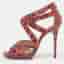 Jimmy Choo Pink/Black Python Collar Platform Sandals Size 41