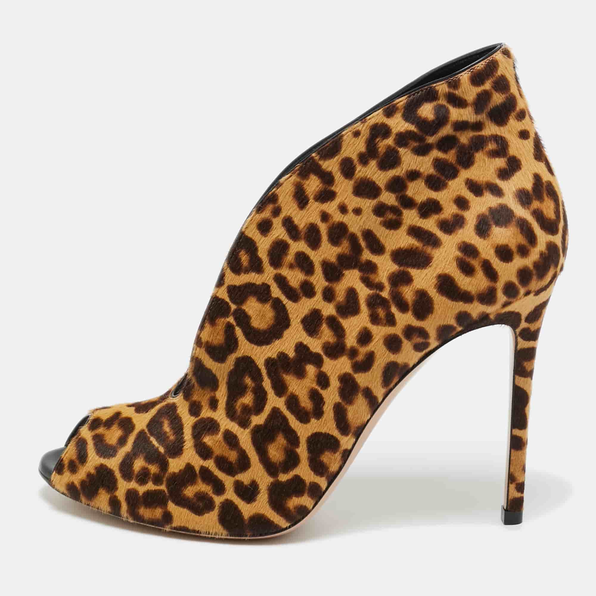Gianvito Rossi Brown Calf Hair Vamp Booties Size 41