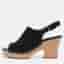 Salvatore Ferragamo Black Satin Wedge Slingback Sandals Size 40.5