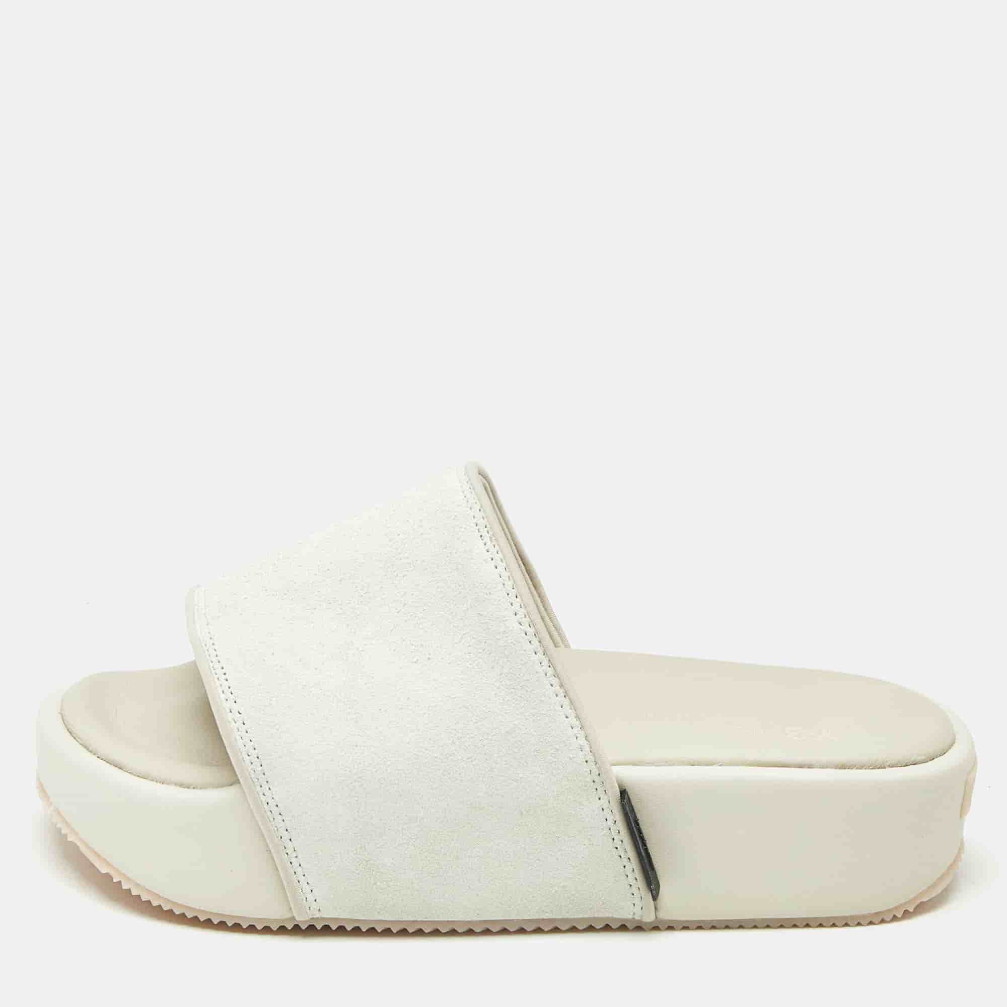 Y-3 Grey Suede Platform Slide Sandals Size 40.5