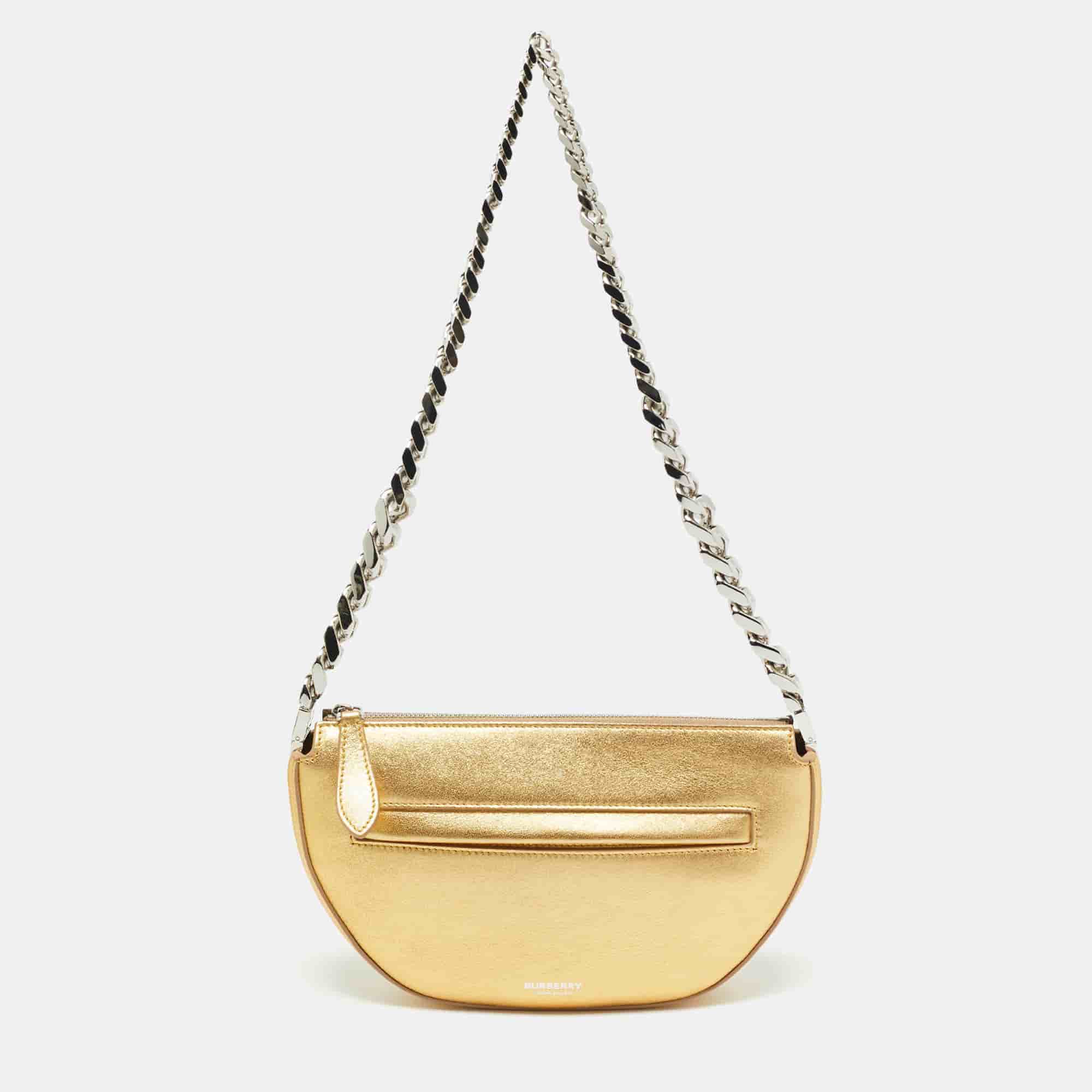 Burberry Olympia XXS Gold Leather Shoulder Bags