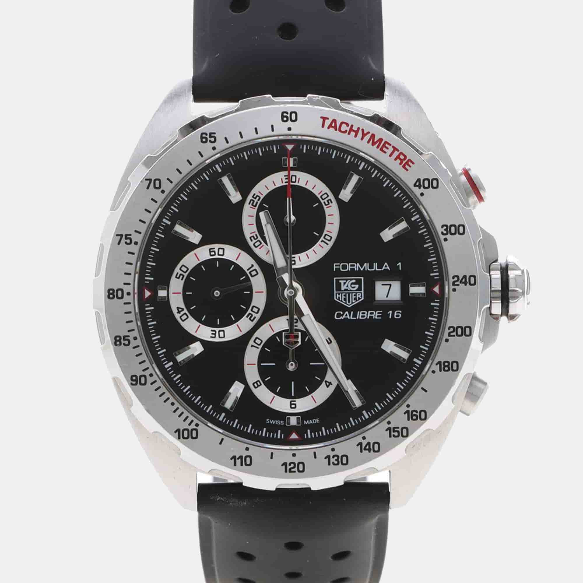 Tag Heuer Formula 1 Chronograph CAZ2010-0 Automatic Black Stainless Steel Men's Wristwatch 43mm