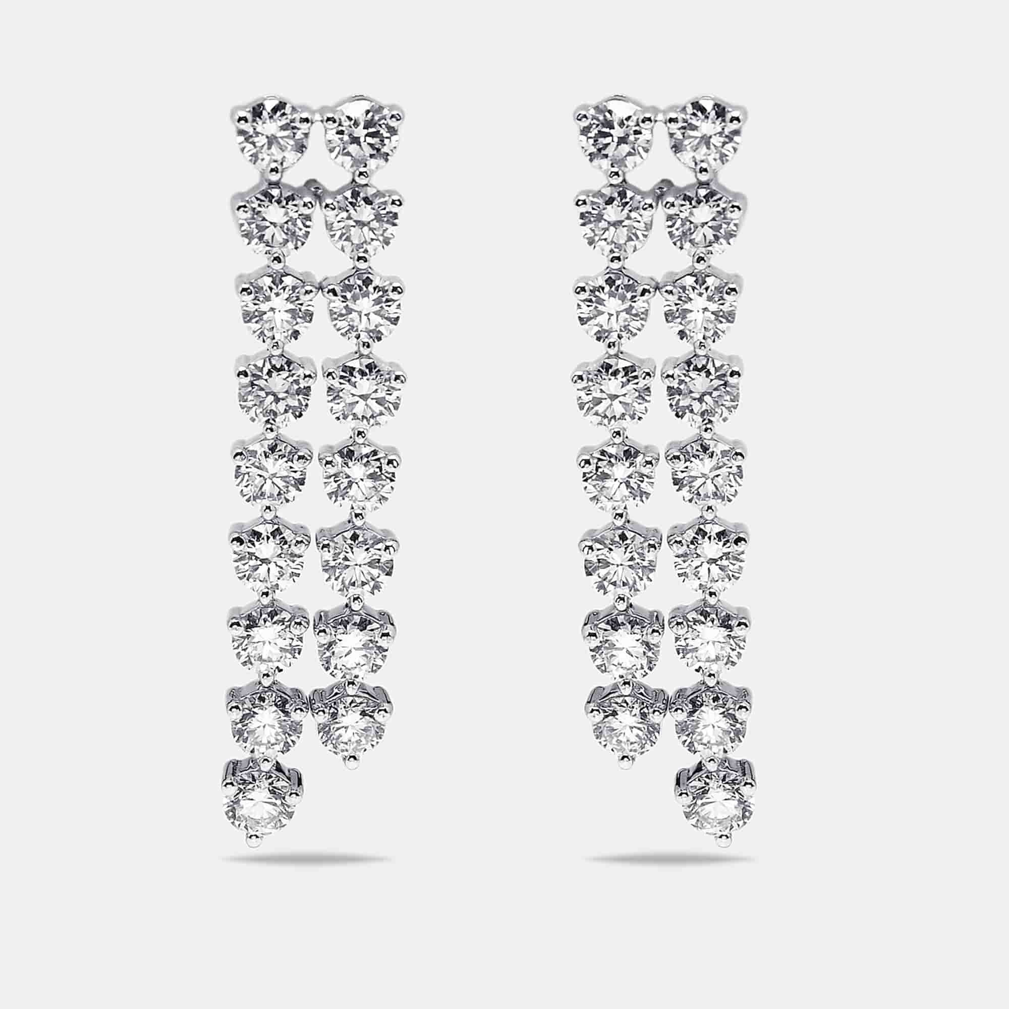 8.4 cts Round Lab Grown Diamonds 18k White Gold Earrings