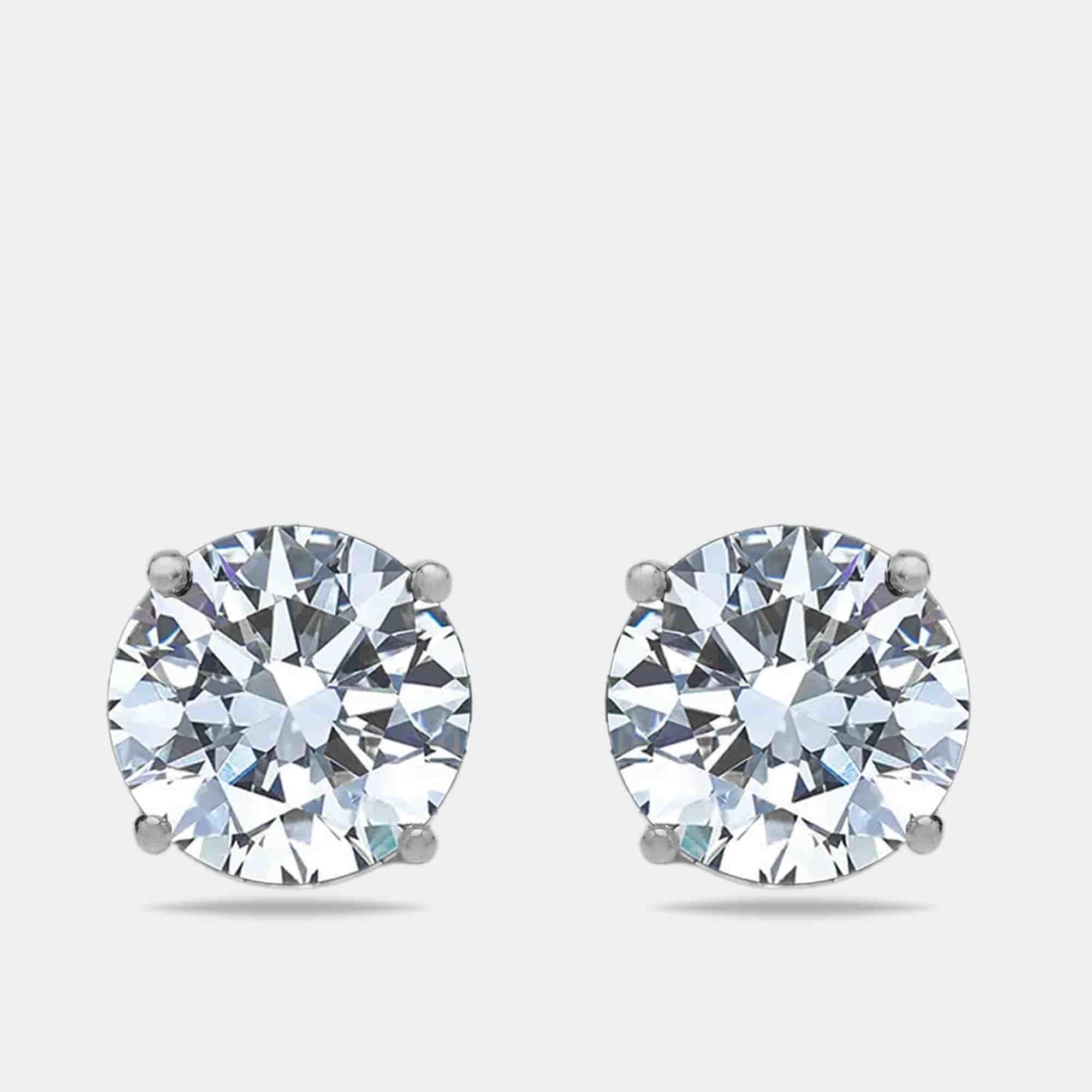 6 cts Round Lab Grown Diamonds 18k White Gold Earrings