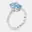 3.4 cts Vivid Blue Radiant, Round Lab Grown Diamonds 18k White Gold Ring Size 51